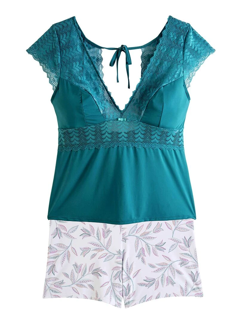 Top short INDEX Pomm'Poire Bleu turquoise