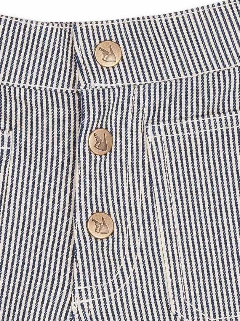 Short en jean     rayé     ZOÉ   'LA FAUTE A VOLTAIRE'   Blanc Bleu marine Blanc