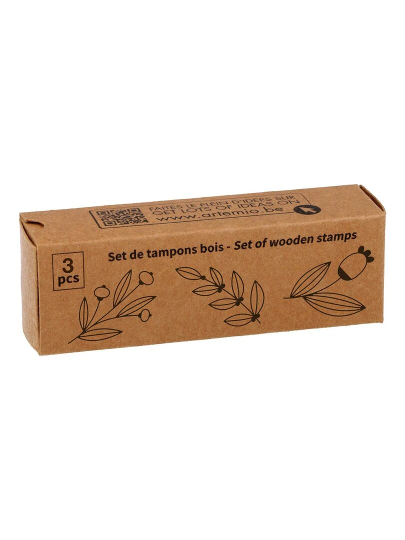 3 Tampons en bois Feuillages N/A
