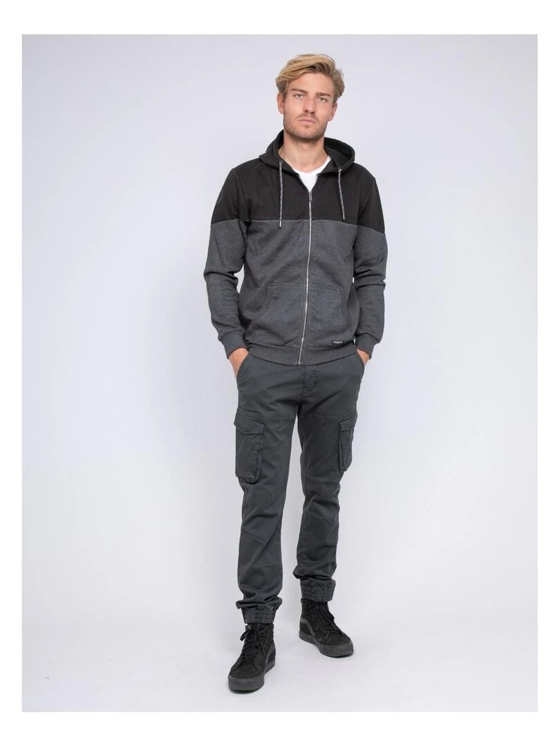 Sweat zippé capuche WICKER   Noir