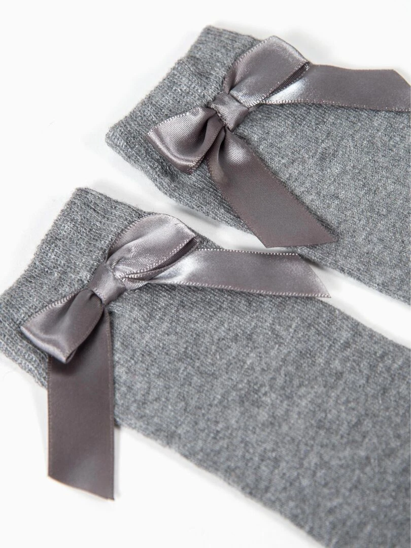 Chaussettes Hautes Fille avec Nœud ESSENTIALS LINE Gris