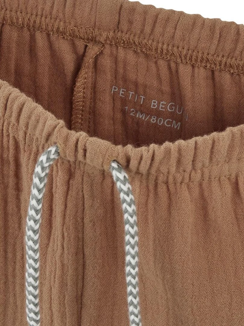 Pantalon bébé en gaze de coton camel Gao   Camel