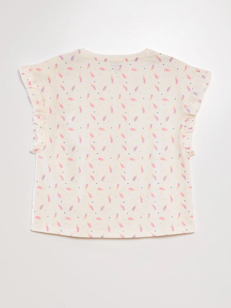 Top avec manches volantées   Blanc