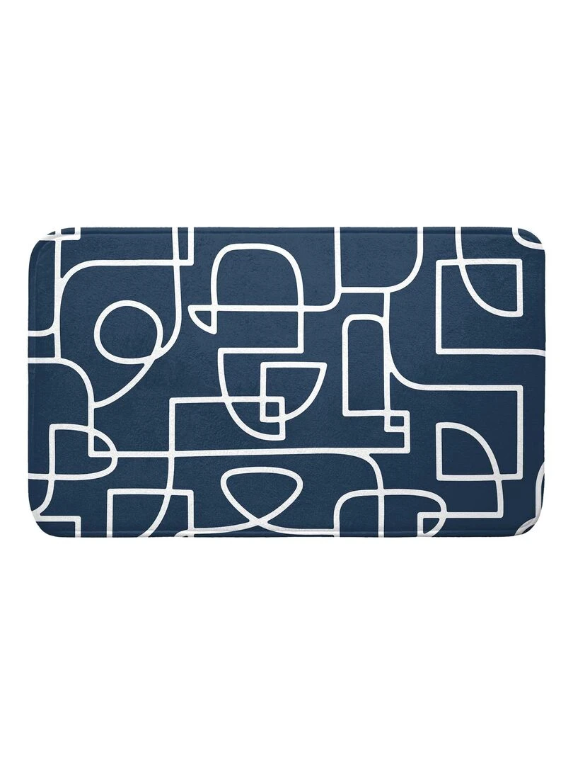 Tapis de bain 45 x 75 cm Labyrinthe Bleu
