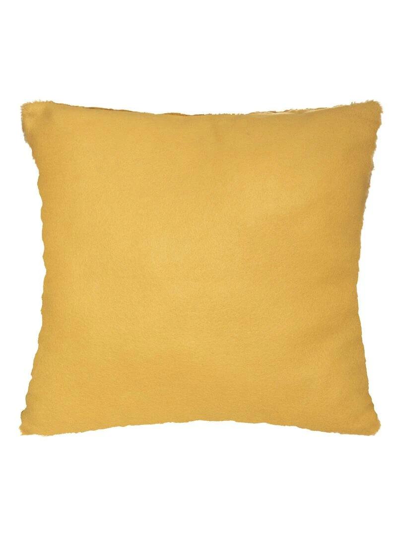 Coussin déhoussable Effet imitation fourrure Jaune
