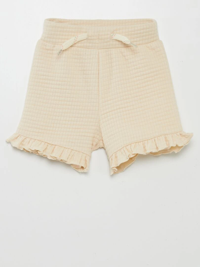 Ensemble T shirt imprimé + short en maille   2 pièces   vert/beige