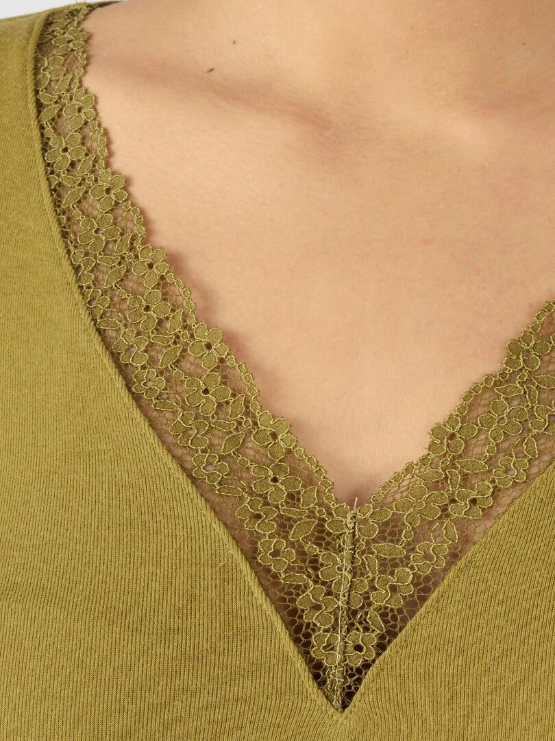 T shirt dentelle manches longues Thermolactyl Sensitive Damart Bronze