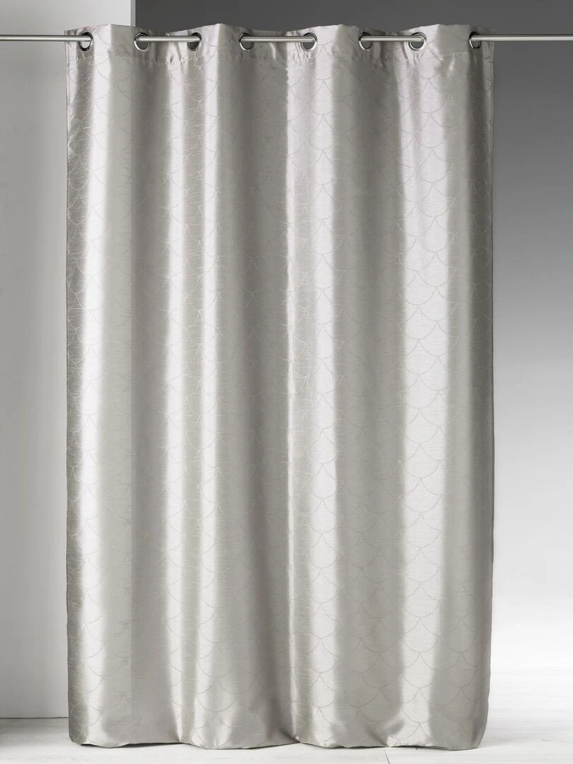 Rideau en shantung à imprimés "écaille" Taupe