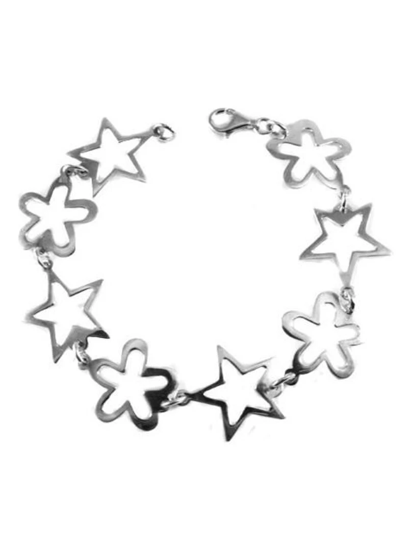 Bracelet en argent étoiles et fleurs Bijoucolor Argent