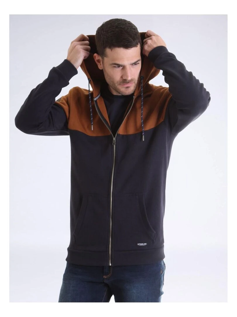 Sweat zippé capuche WICKER Marron