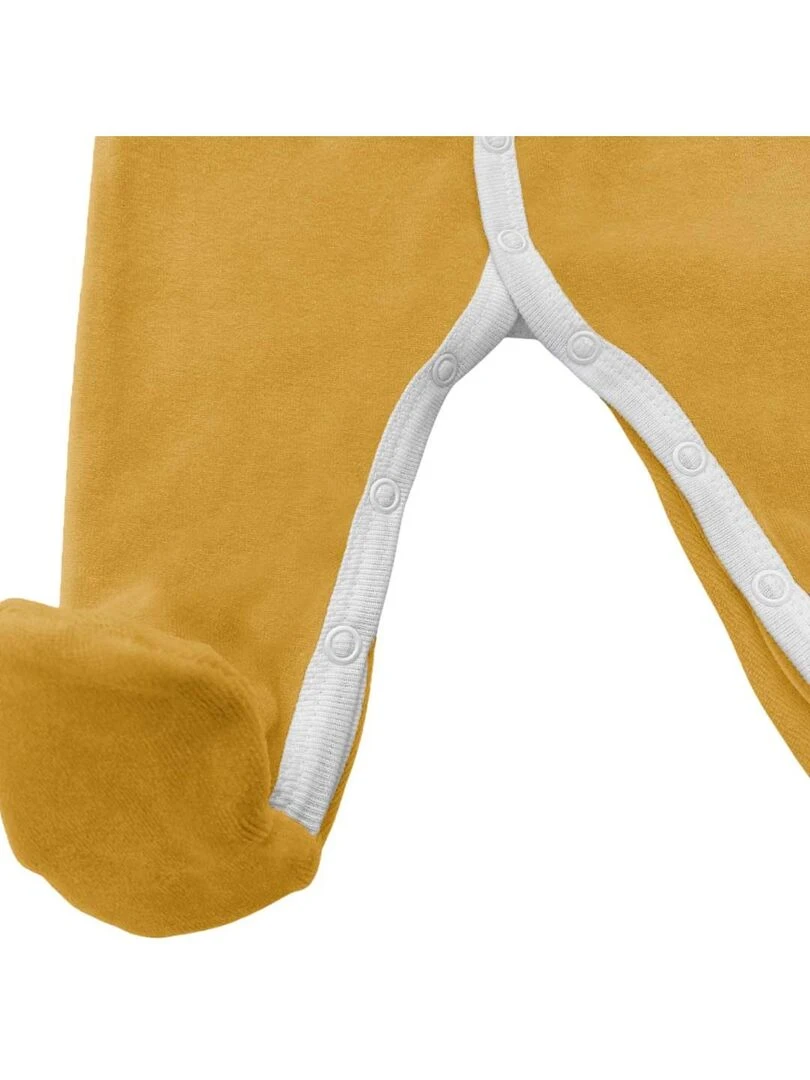 Pyjama velours   100% coton biologique   1 à 6 mois   Moutarde