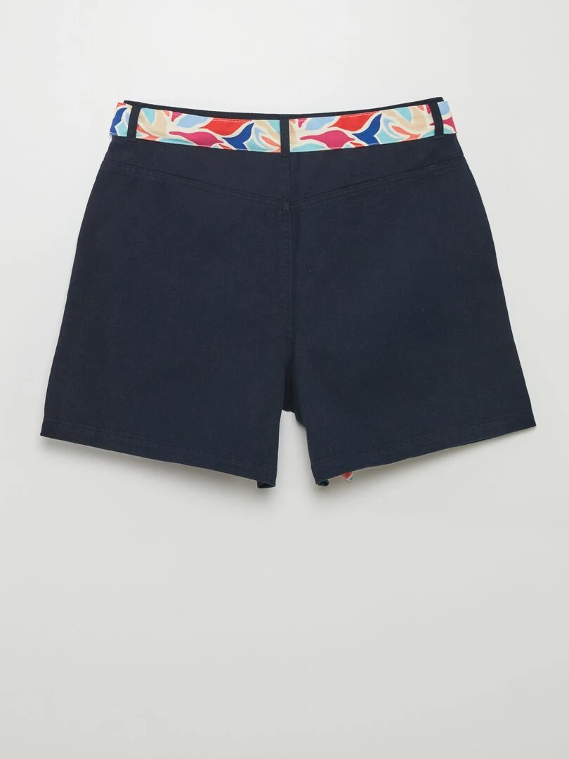 Short en twill avec ceinture colorée Bleu