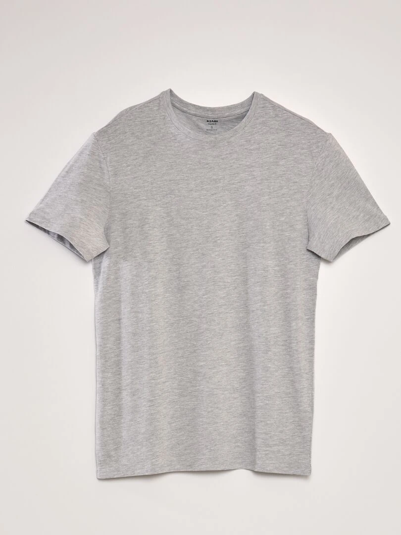 T shirt droit en jersey uni gris chiné clair