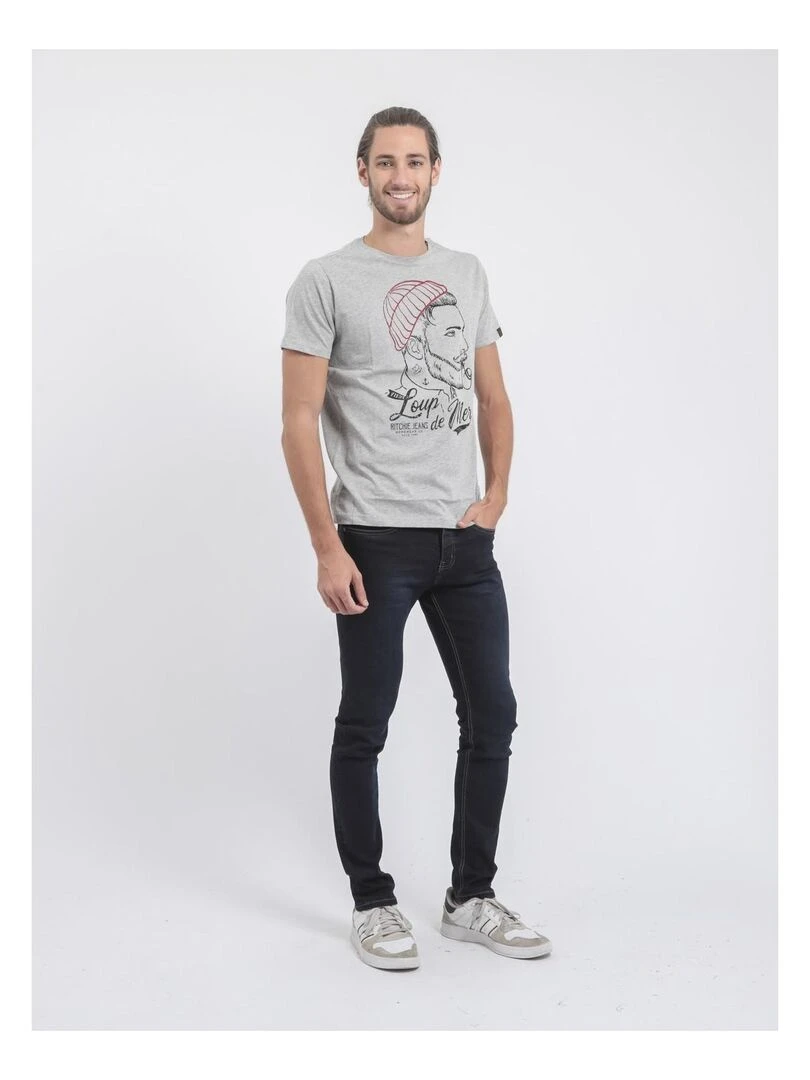 T shirt col rond pur coton JOUANCY   Gris clair