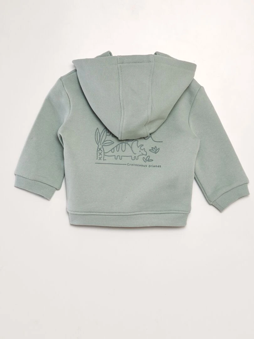 Sweat zippé à capuche à imprimé Vert