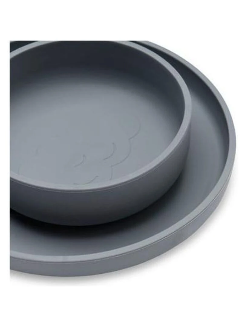 Coffret de table bébé Silicone Gris Tempête (4pcs)   Jollein   Gris