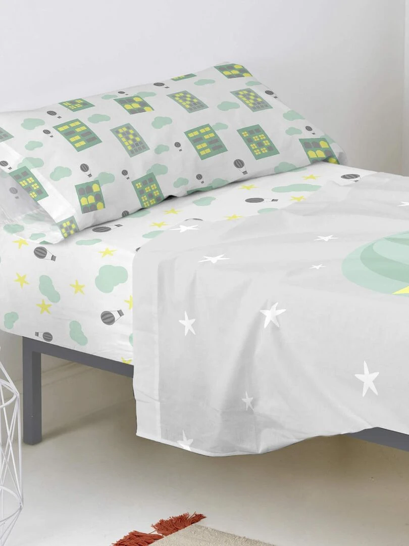 Drap housse Air balloon "Happyfriday"   Jaune