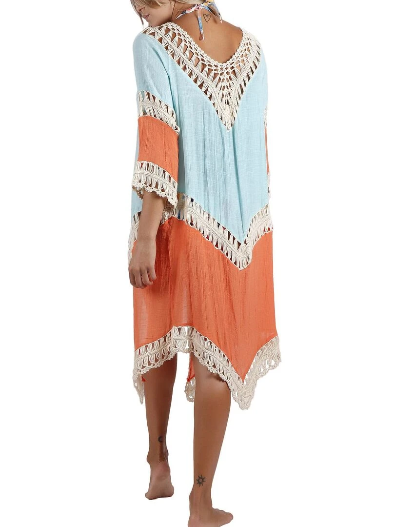 Caftan de plage Summer Memoirs Bleu turquoise