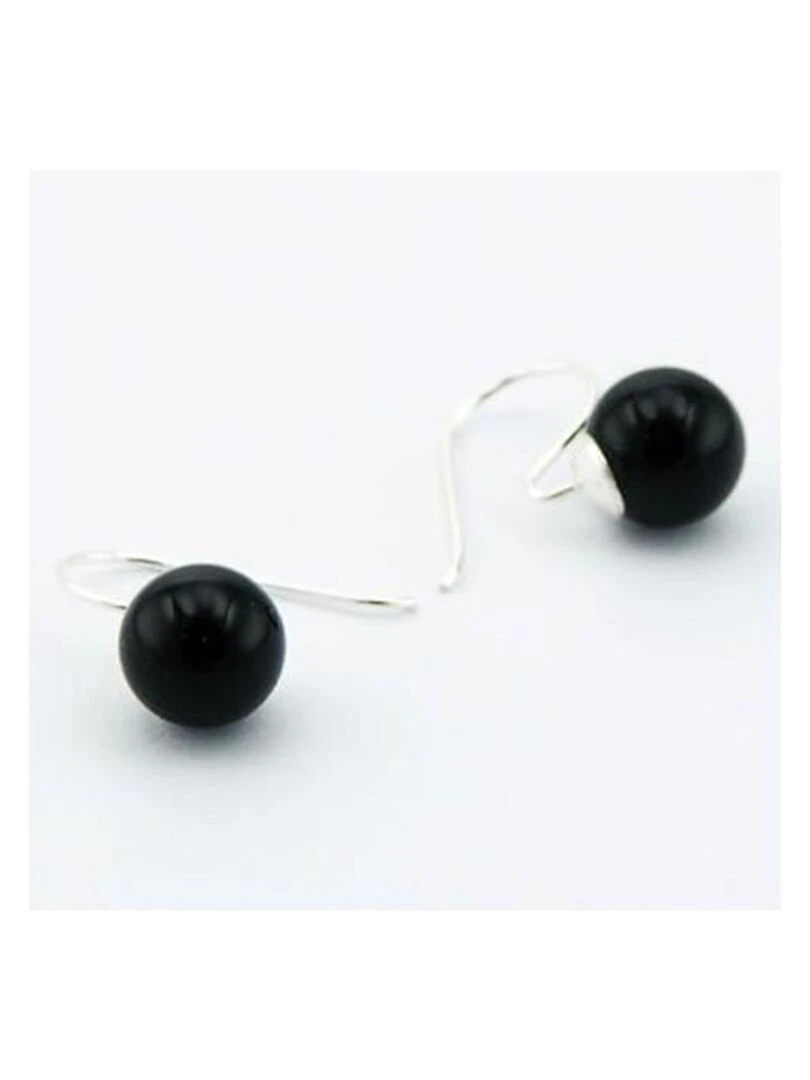 Dormeuses agate et argent  Bijoucolor   Noir