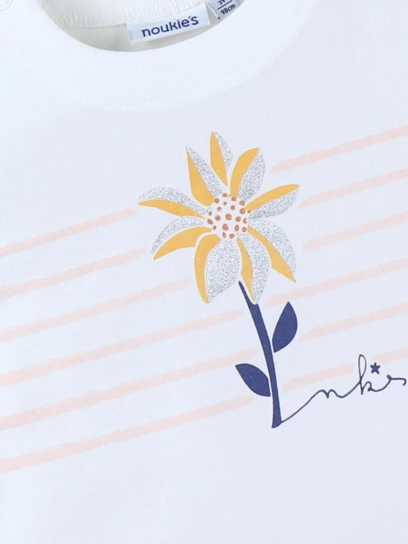 T shirt fleur à courtes manches    Noukie's   Blanc