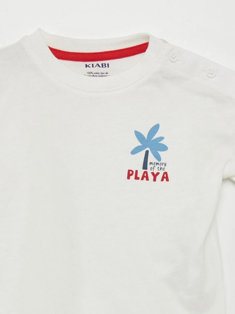 Ensemble tee shirt + short 2 pièces Blanc/rouge