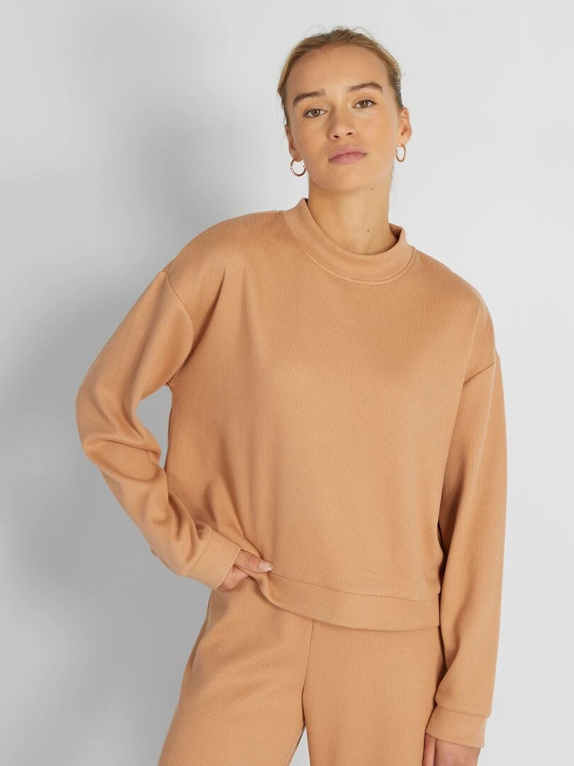 Sweat côtelé   Marron
