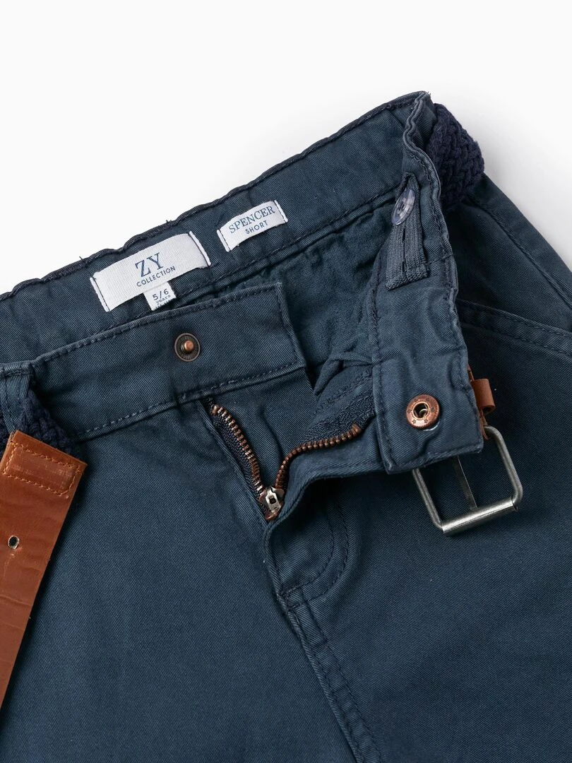 Short Chino En Sergé Avec Ceinture Pour Garçon  MATISSE   Bleu foncé