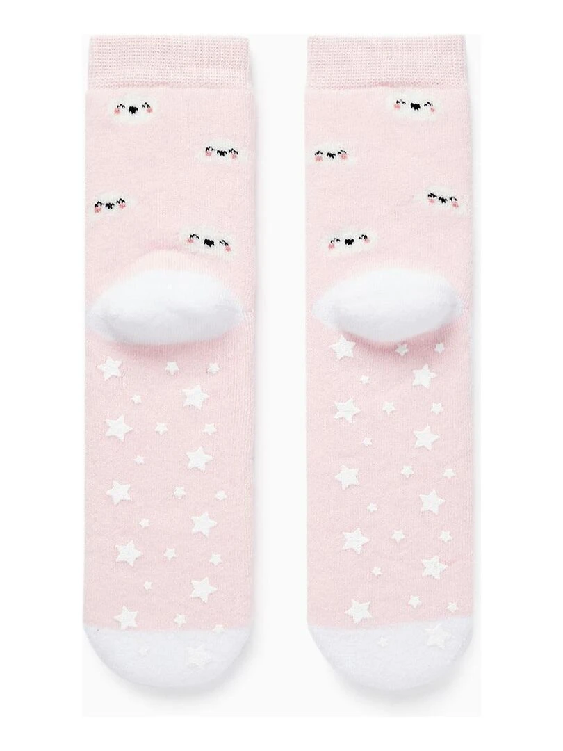 Chaussettes antidérapantes pour fille 'Brillent dans le noir' TALENTS NIGHT Rose clair