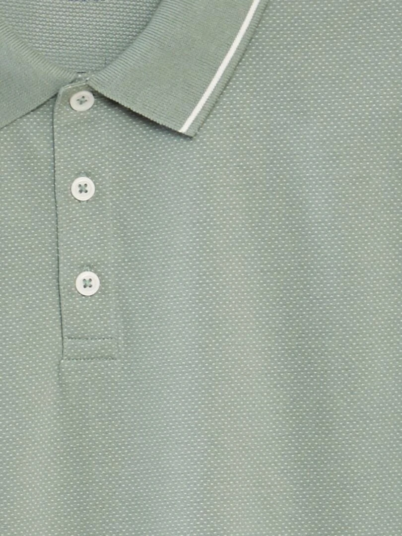 Polo en piqué de coton effet moucheté   Vert