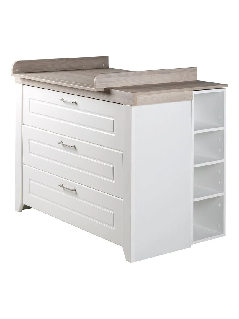 ROBA Commode à Langer "Felicia" à 3 Tiroirs   Plan Amovible – Style Maison de Campagne – Blanc   Blanc