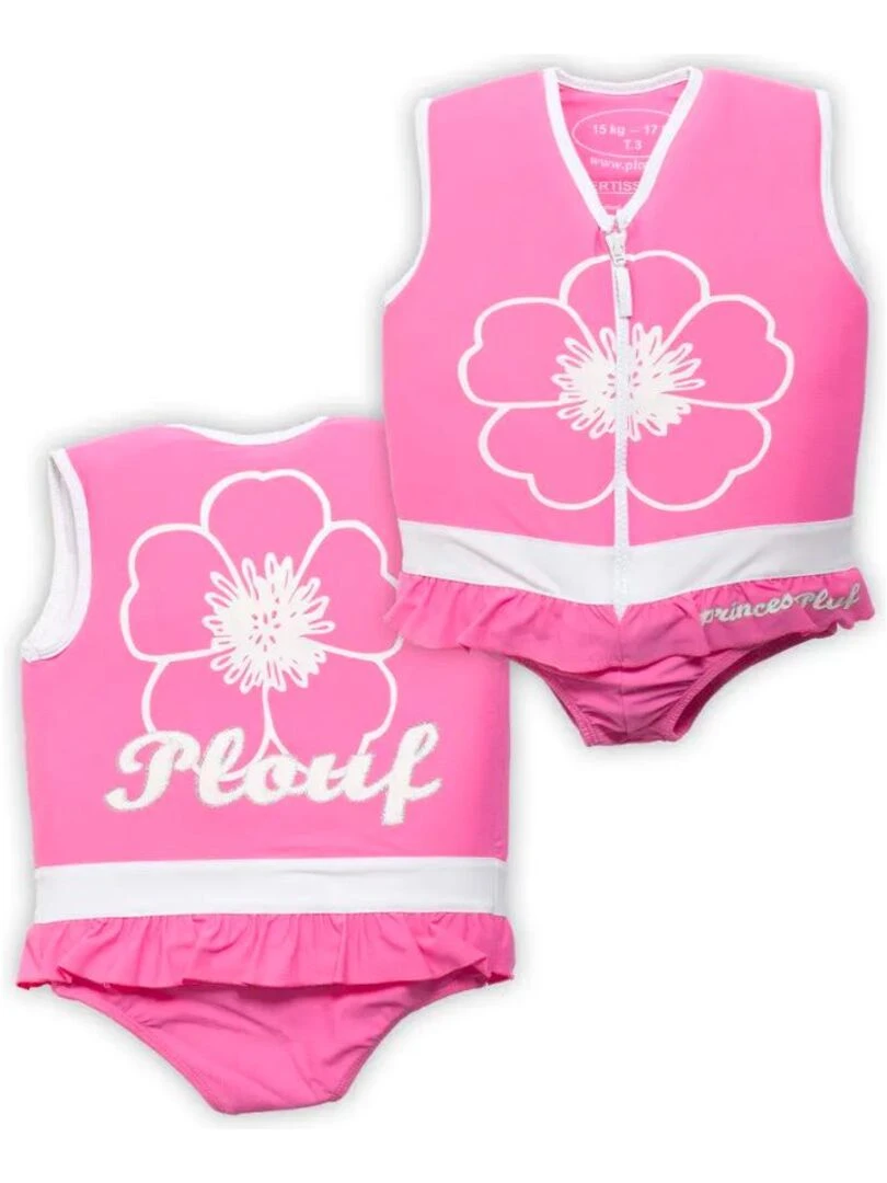 Maillot de Bain Princesse Enfant avec Flotteurs Accessoire de Natation Fille Rose
