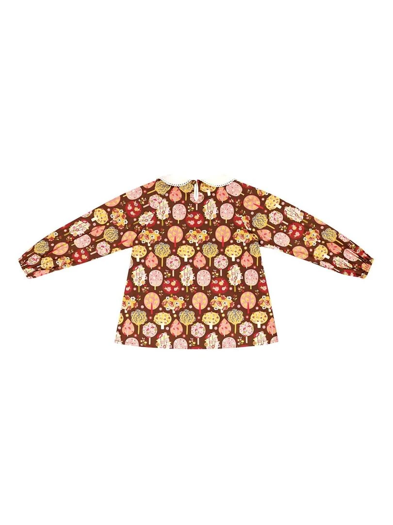 Blouse Col CLAUDINE   Imprimé Fantaisie Marron Rose   'LA FAUTE A VOLTAIRE'   Marron