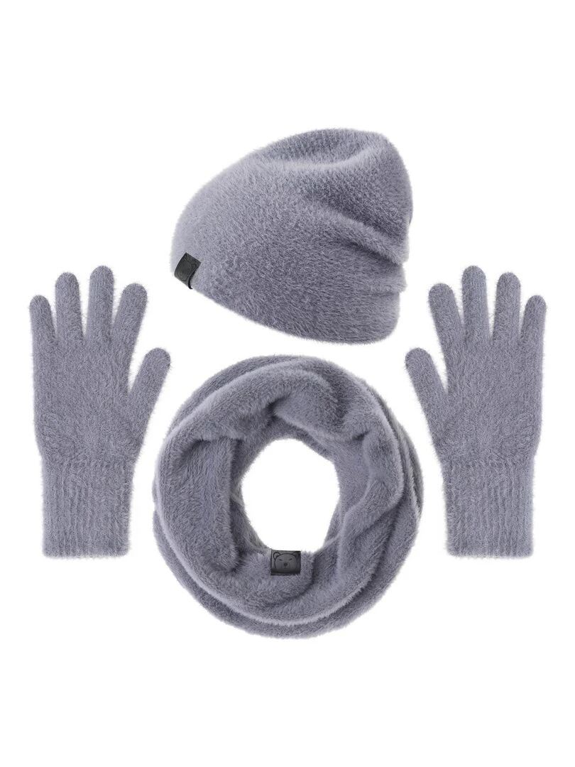 Ensemble Snood Bonnet Gants Etama Made in UE Gris
