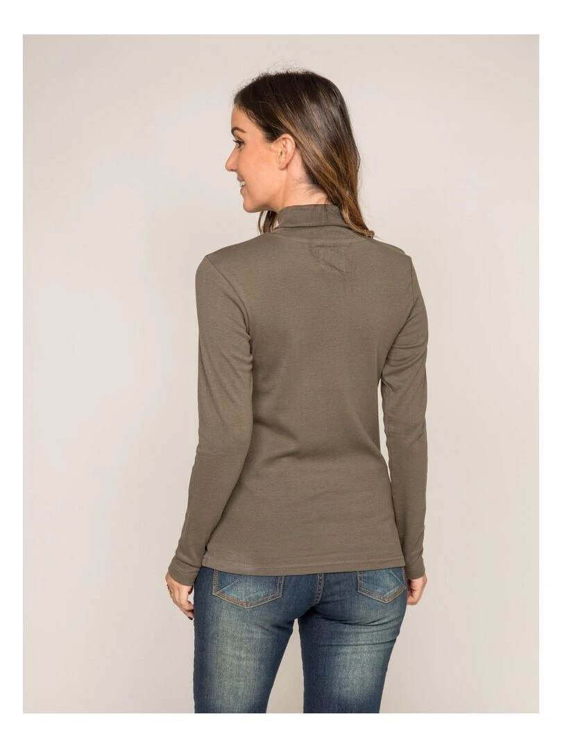 Sous pull col roulé pur coton organique FUSEE   Kaki