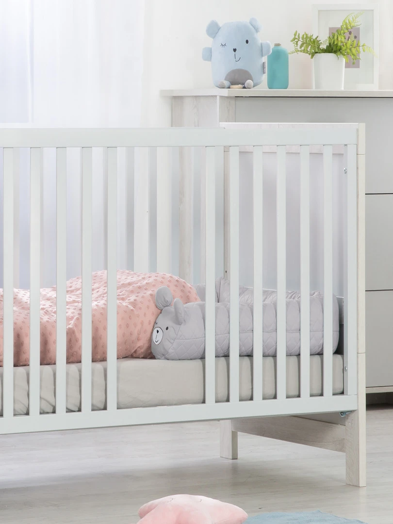ROBA Serpent de Lit Bébé "roba Style"   170 cm   Avec Visage d'Ours   Gris Argenté   Gris