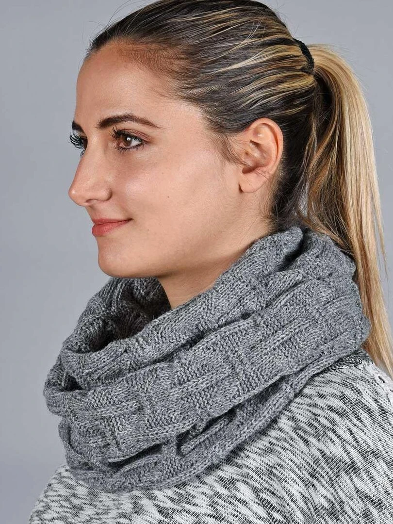 Ensemble Snood Bonnet Nora Made in UE Gris foncé
