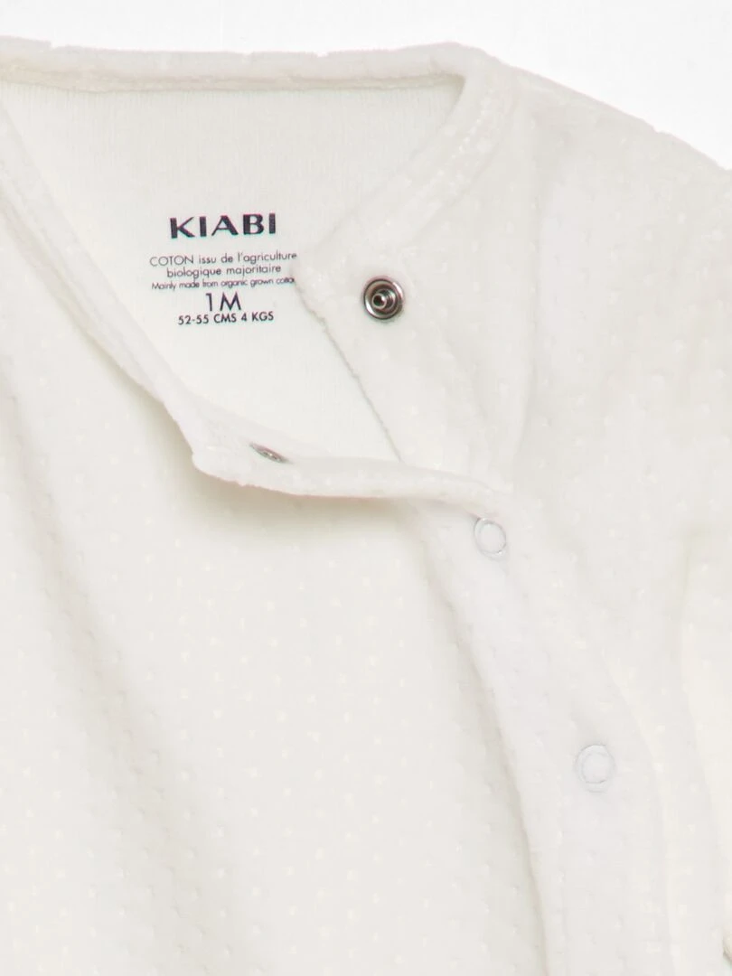 Pyjama en velours avec manches ajustables   Blanc