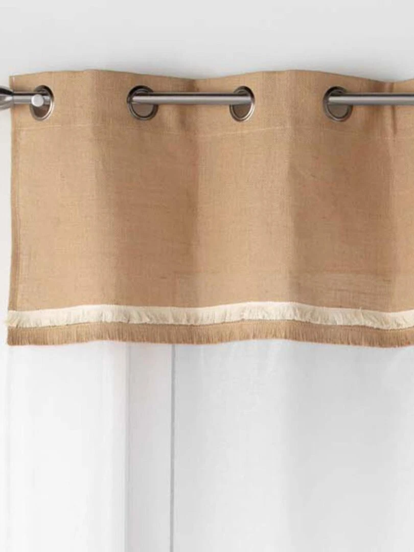 Voilage à top jute et franges   Blanc