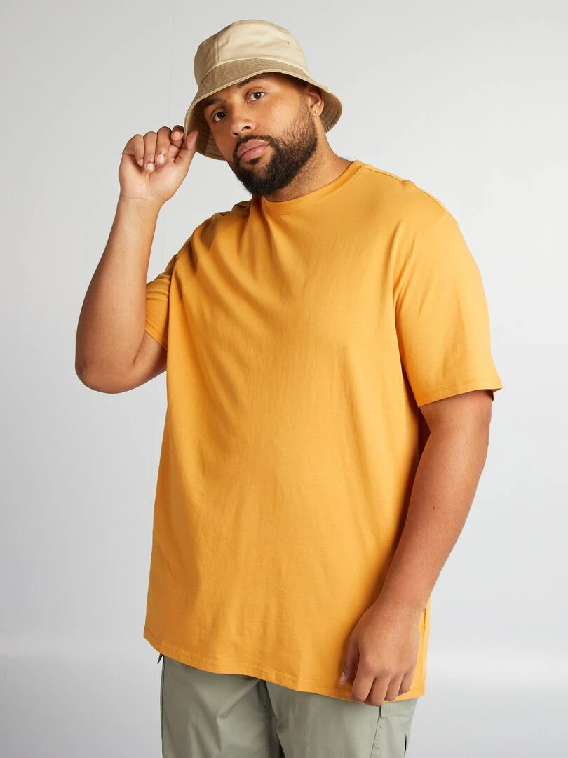 T shirt uni en maille jersey   JAUNE