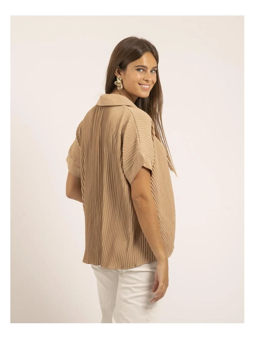 Chemise manches courtes OKAPI Marron caramel