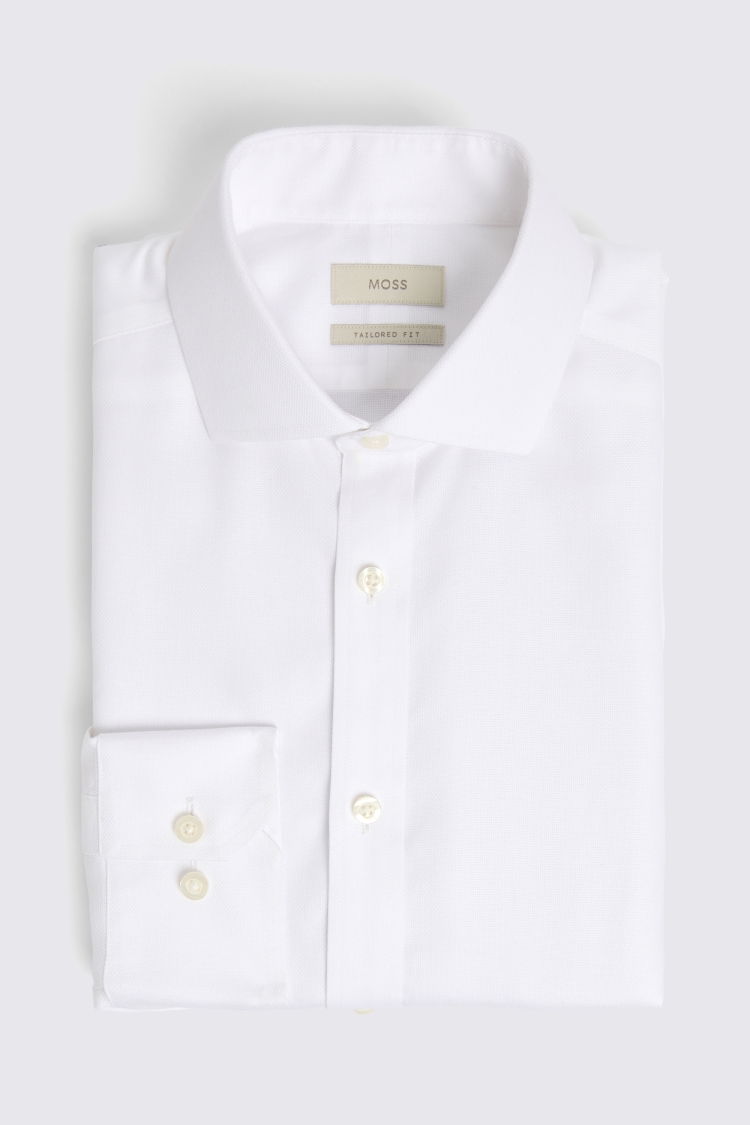 Tailored Fit White Royal Oxford Non Iron Shirt   Buy Online at Moss