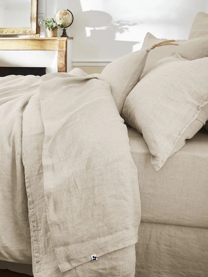 Drap plat lin lavé collection Soline Beige