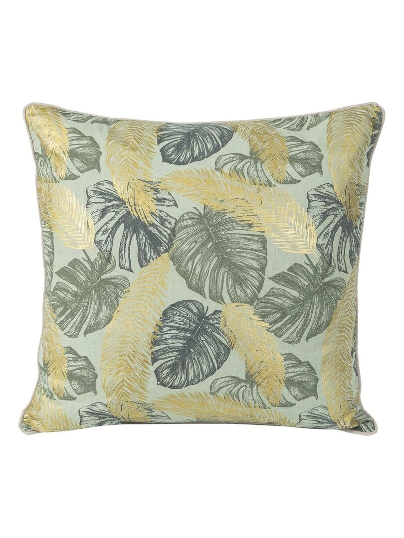 Coussin passepoilé aux notes dorées Vert