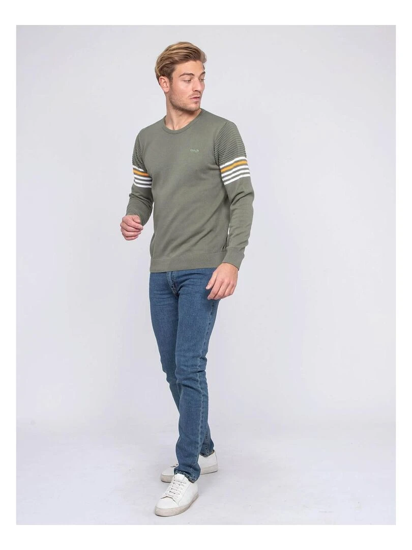 Pull fin col rond coton ALTO   Kaki