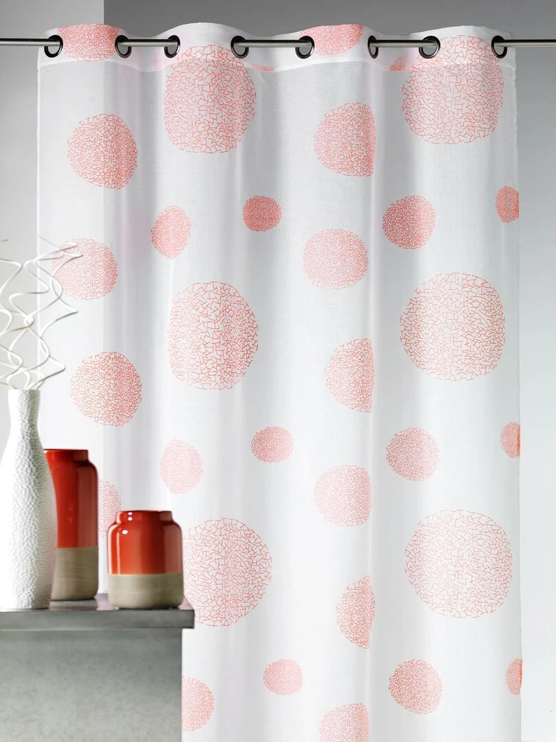 Voilage en Etamine Impression Argent Orange corail