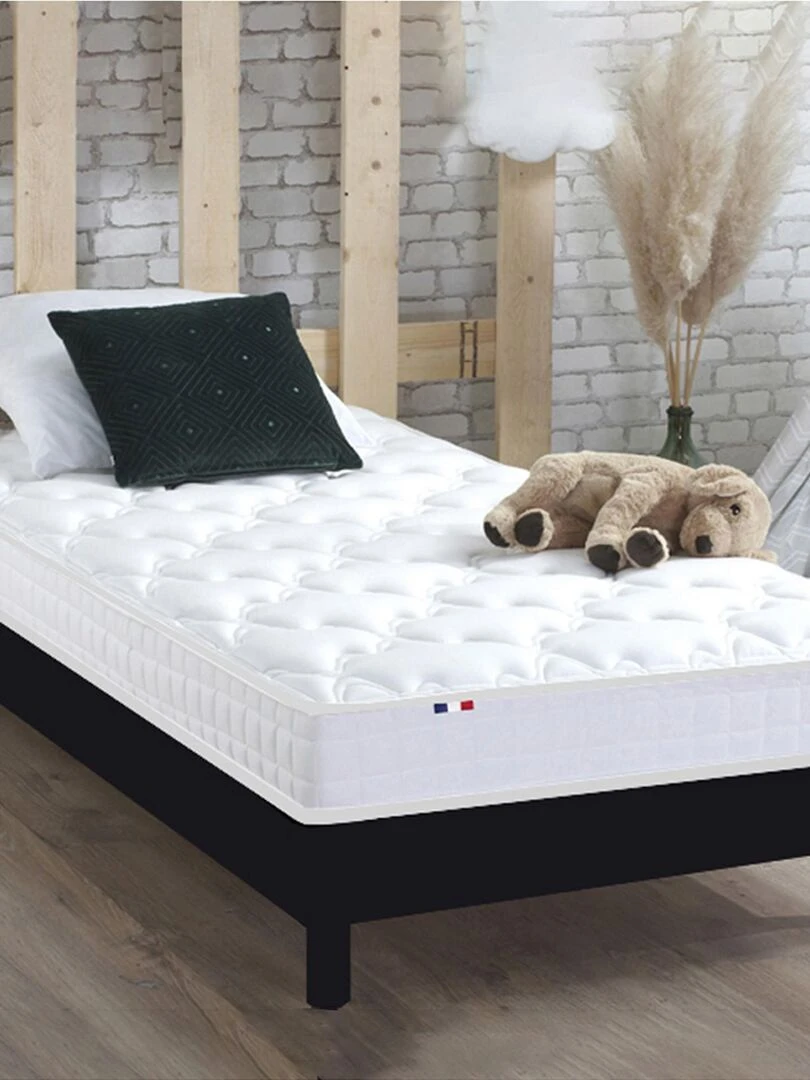 Ensemble Matelas accueil mémoire de forme AZUR Sommier en Kit Couleur Anthracite Noir Blanc