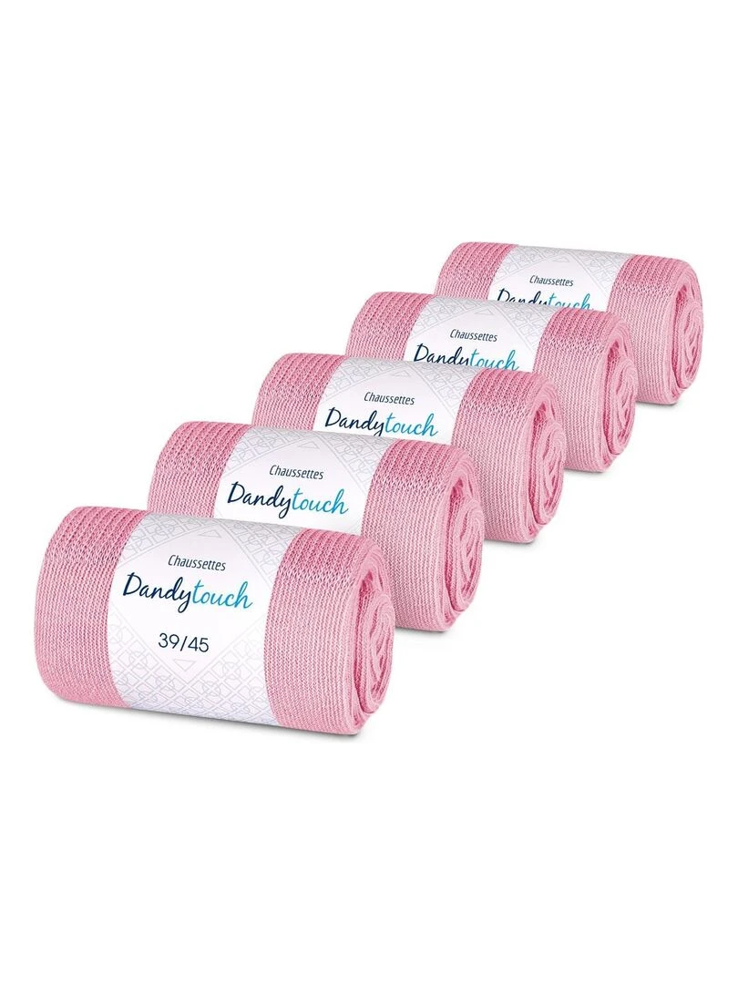 Chaussettes Jersey Coton Lot 5 Paires Fabrication UE Rose