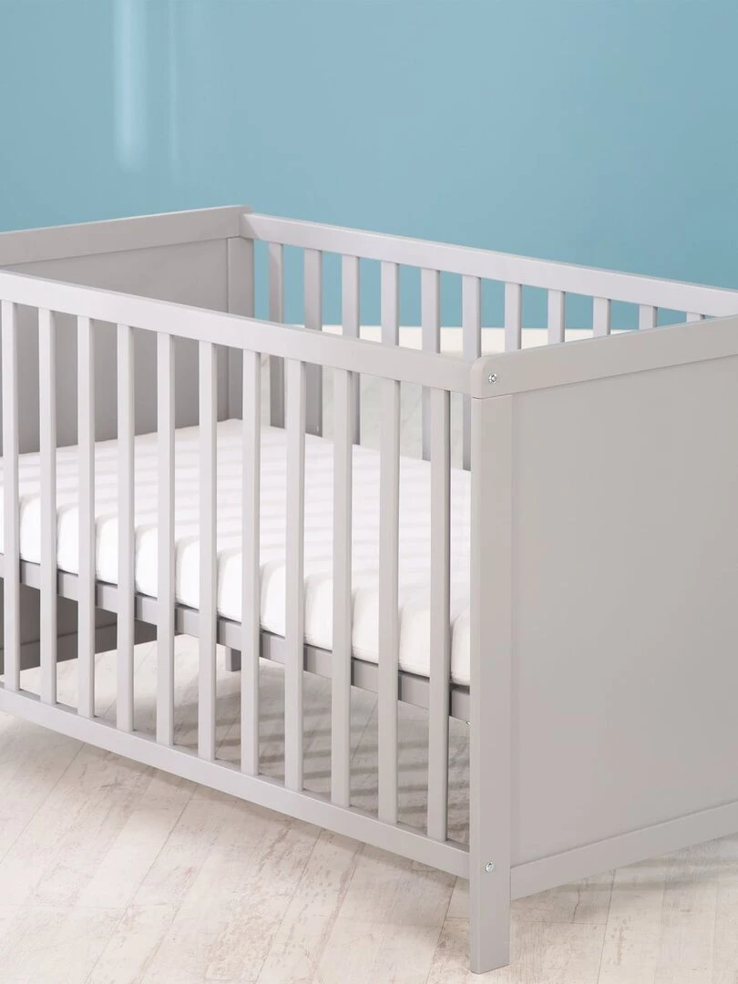 ROBA Lit Bébé et Cododo 60 x 120 cm + Matelas et Sommier   Hauteur Réglable   Gris   Gris