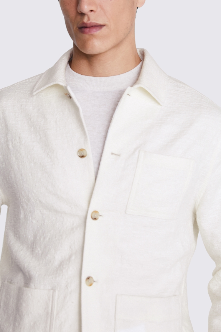 Off White Textured Chore Overshirt   Buy Online at Moss