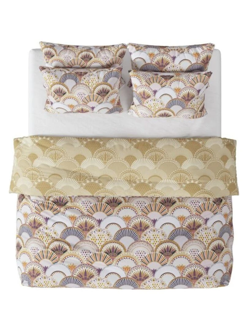 Housse de couette 240x220 Aikupito + 2 taies coton 57 fils   Violet